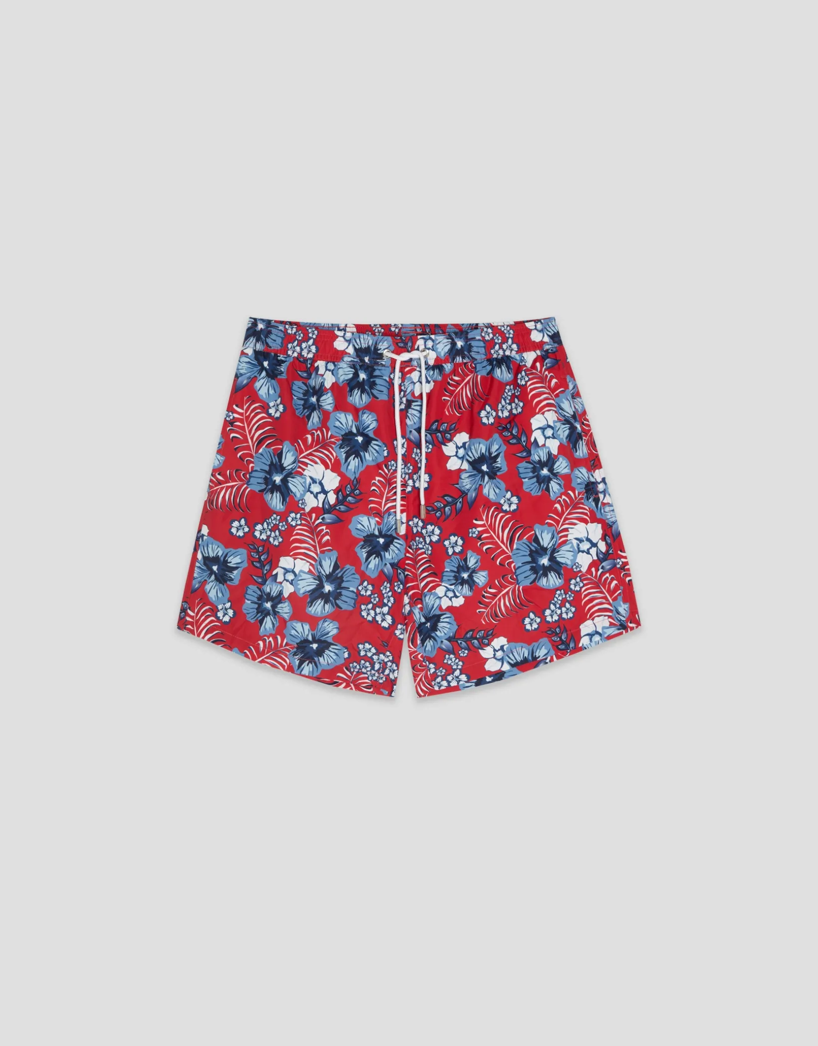 Bañador estampado flores rojo y tonos azules