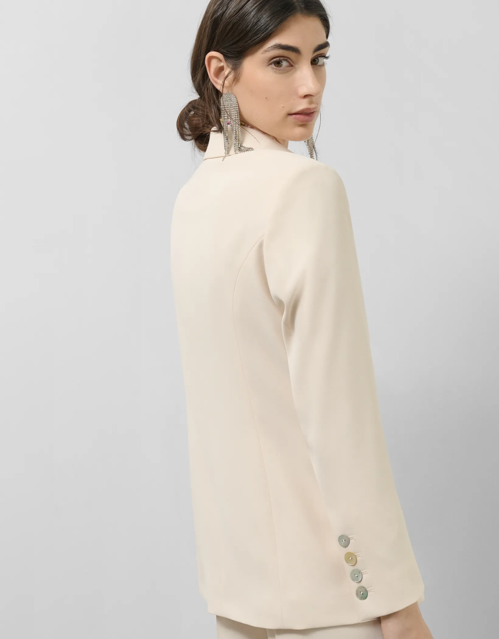 Blazer de un botón crepé beige
