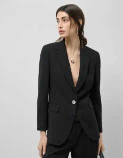 Blazer de un botón crepé negro