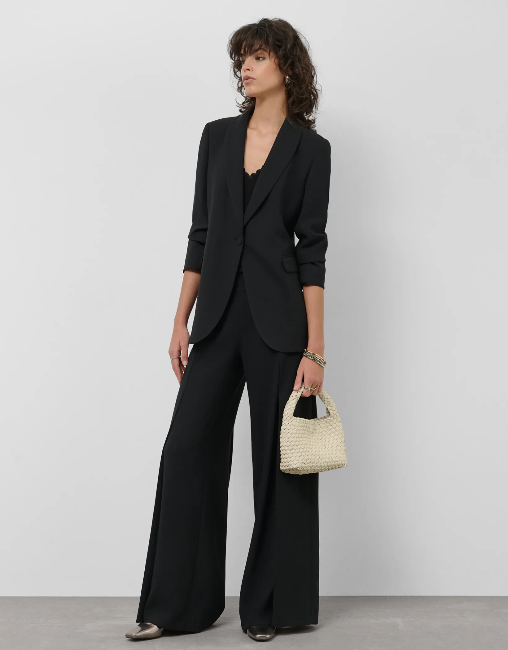 Blazer smoking crepé negro