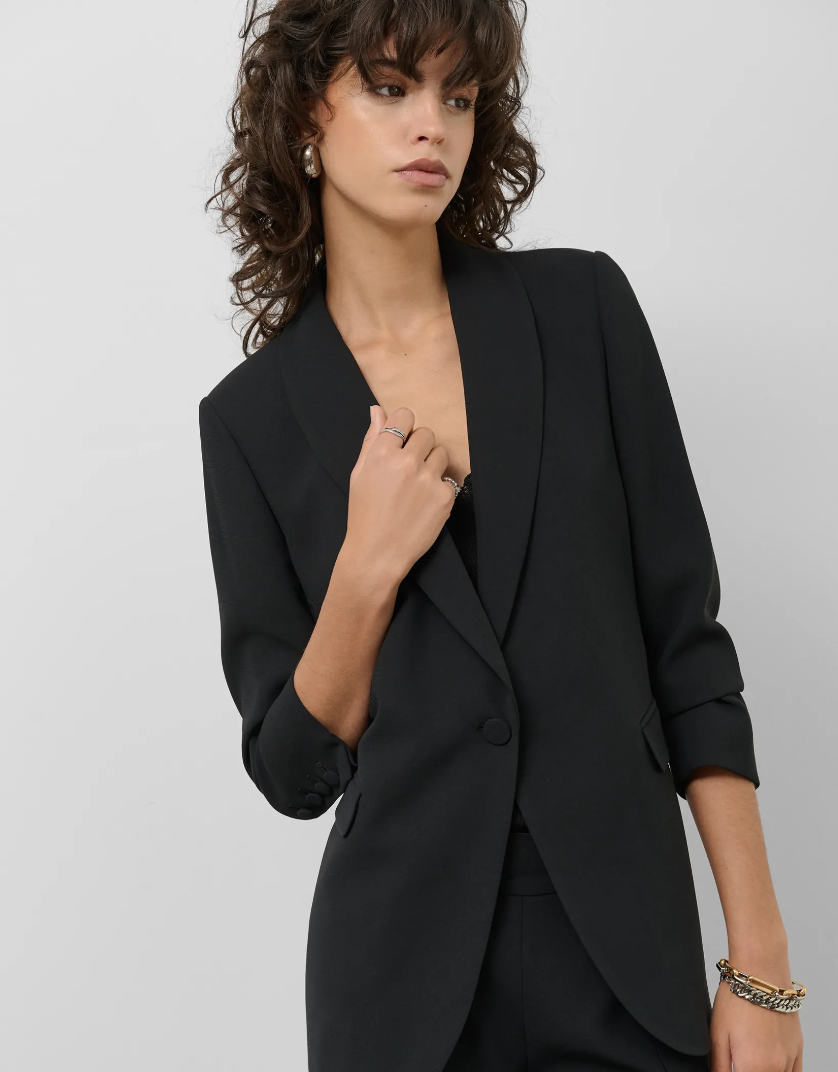 Blazer smoking crepé negro