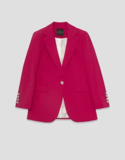 Blazer un botón crepé frambuesa