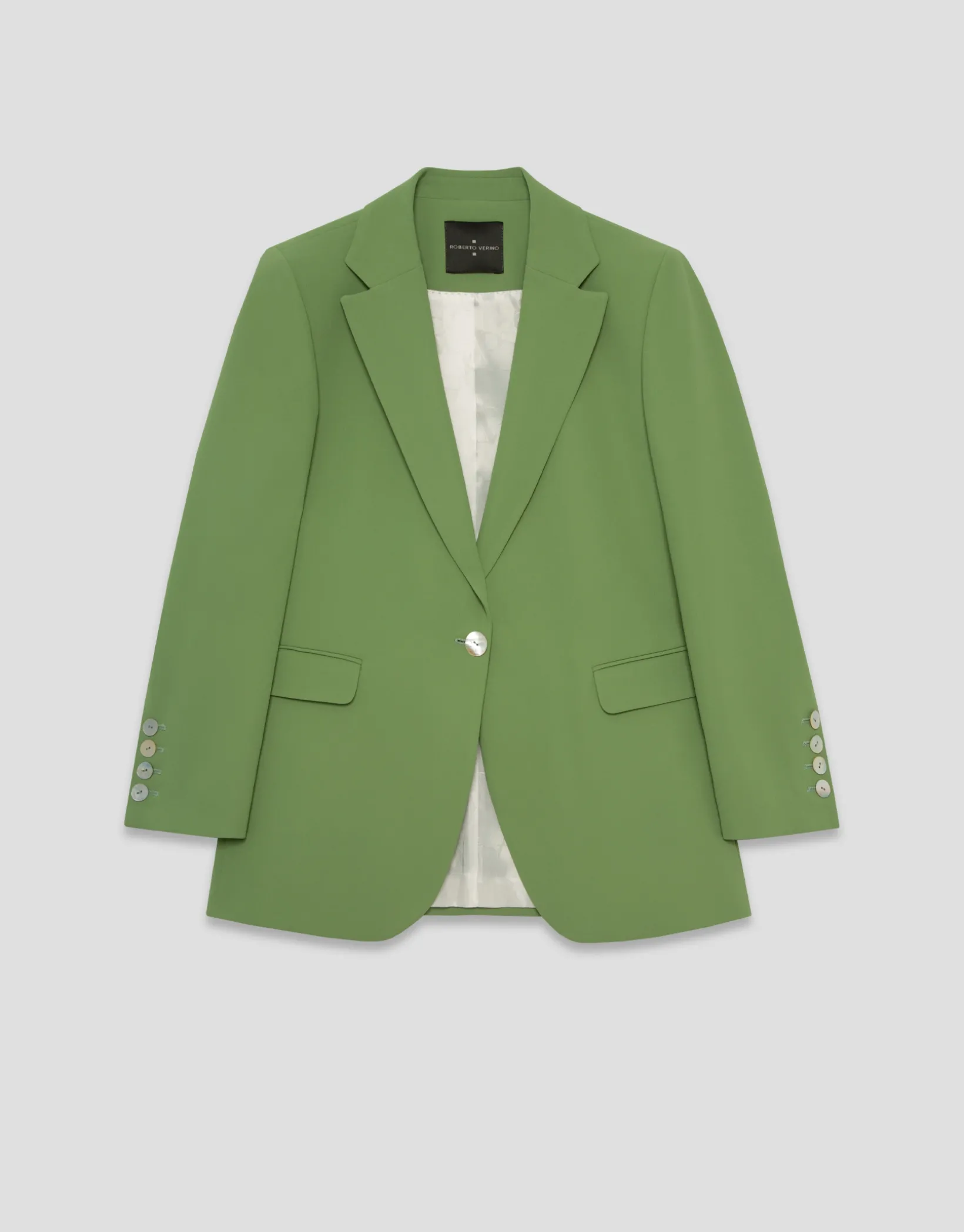 Blazer un botón crepé verde