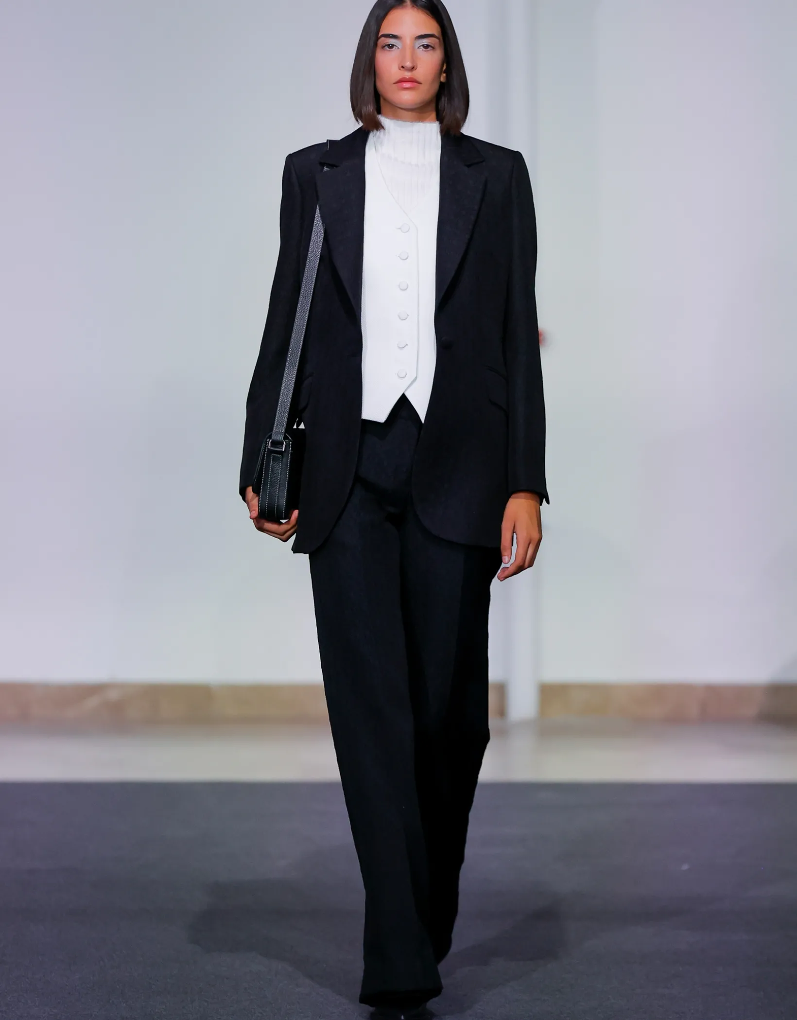 Blazer un botón fantasía relieve negro