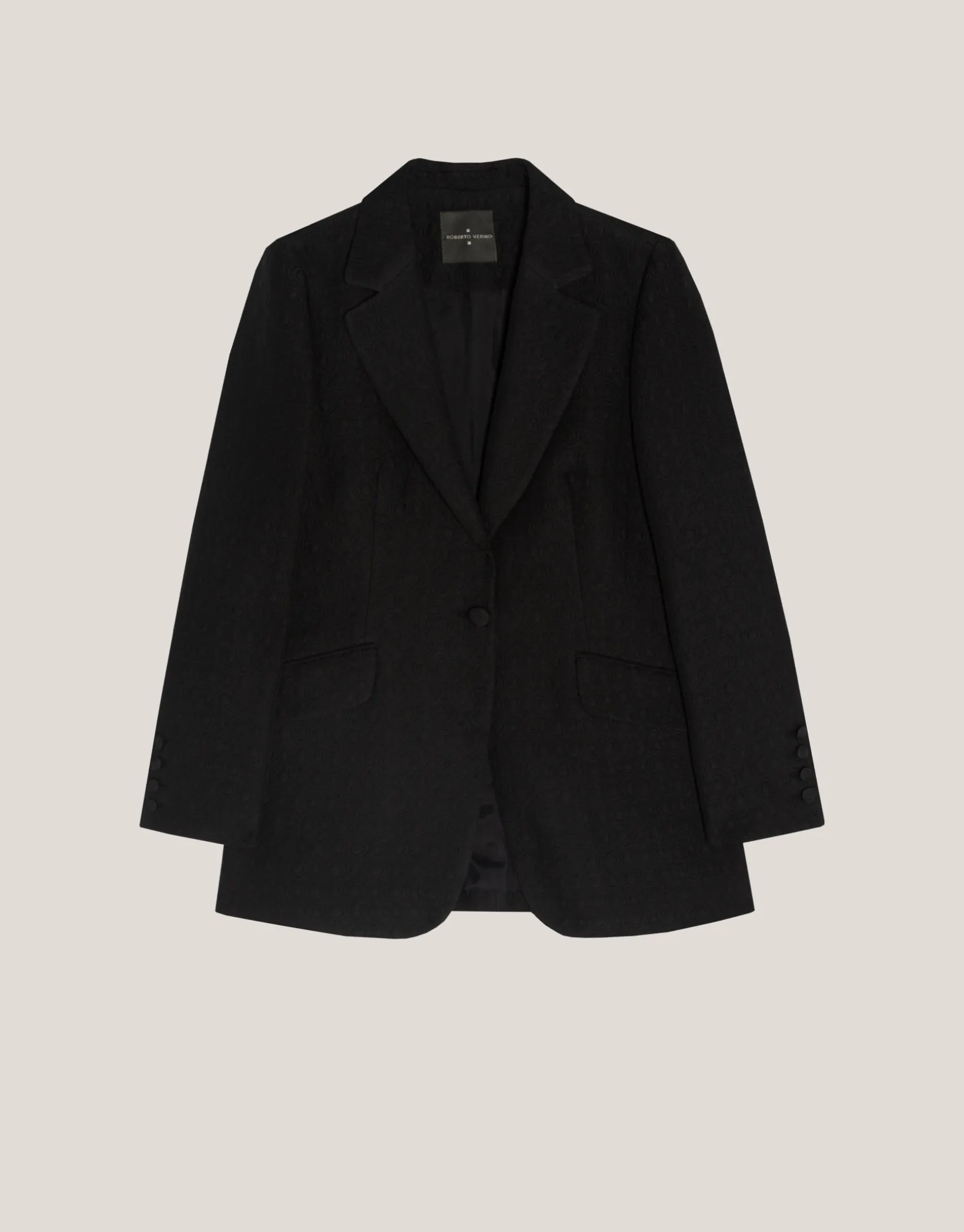 Blazer un botón fantasía relieve negro