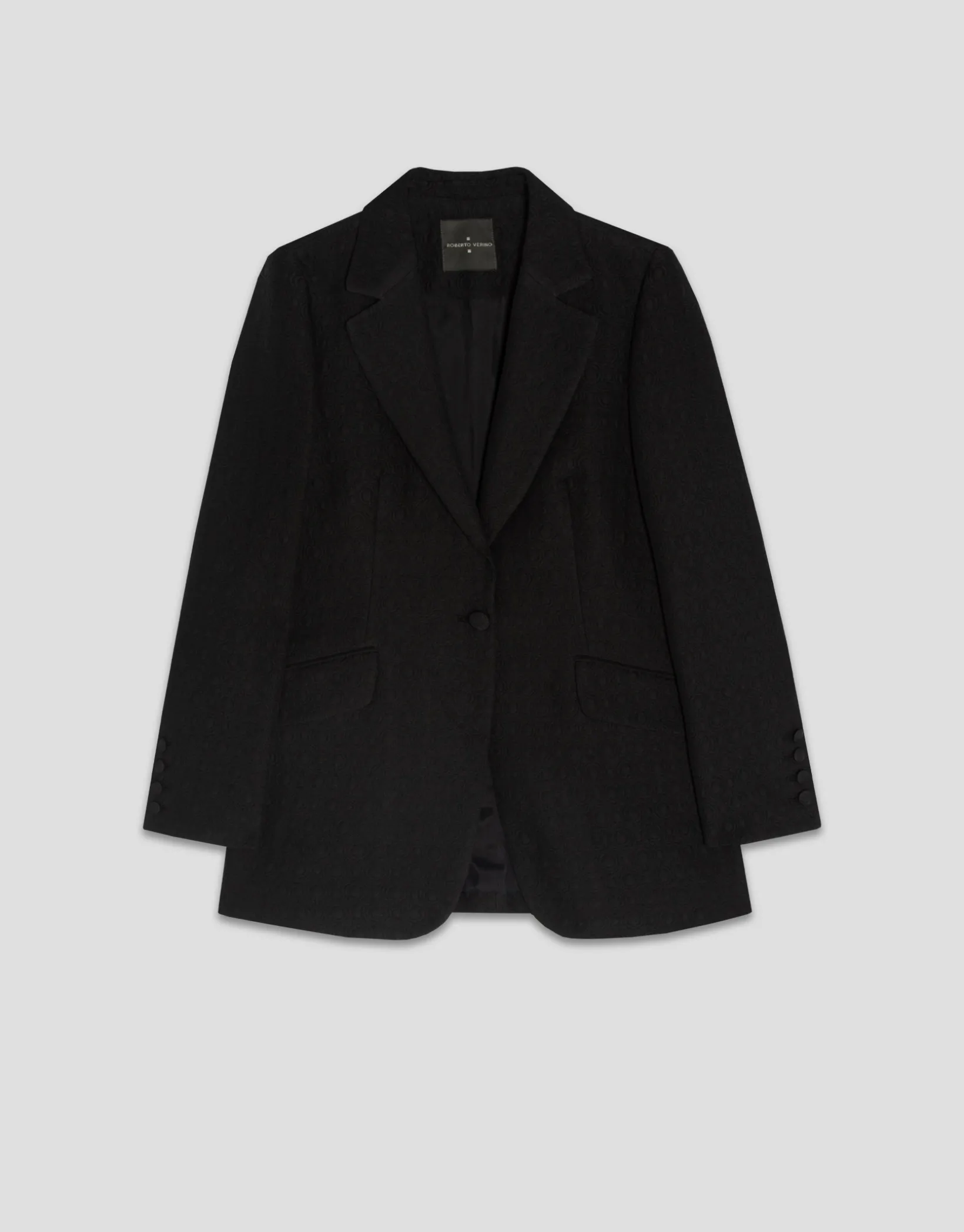 Blazer un botón fantasía relieve negro