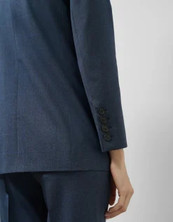 Blazer un botón lana fresca cuadro gales azul marino