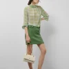 Blusa cuello fruncido cuadros tonos verde
