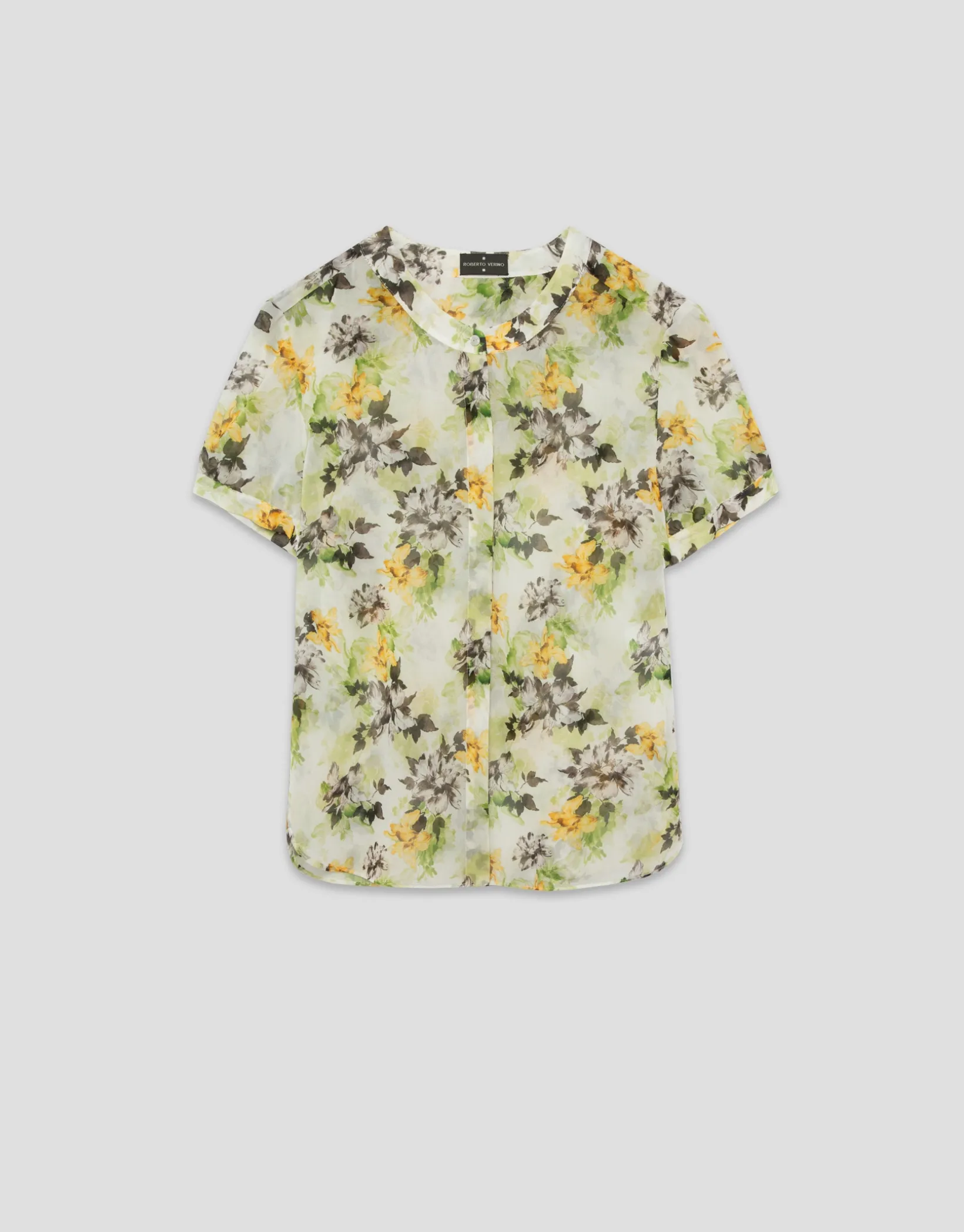 Blusa de manga corta en crepe georgette estampado floral