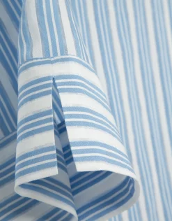 Blusa de manga corta jacquard rayas azul