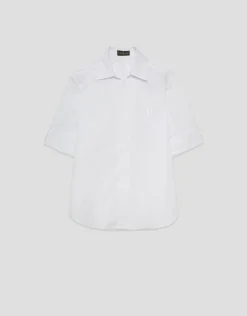 Blusa de manga corta popelín de algodón blanco