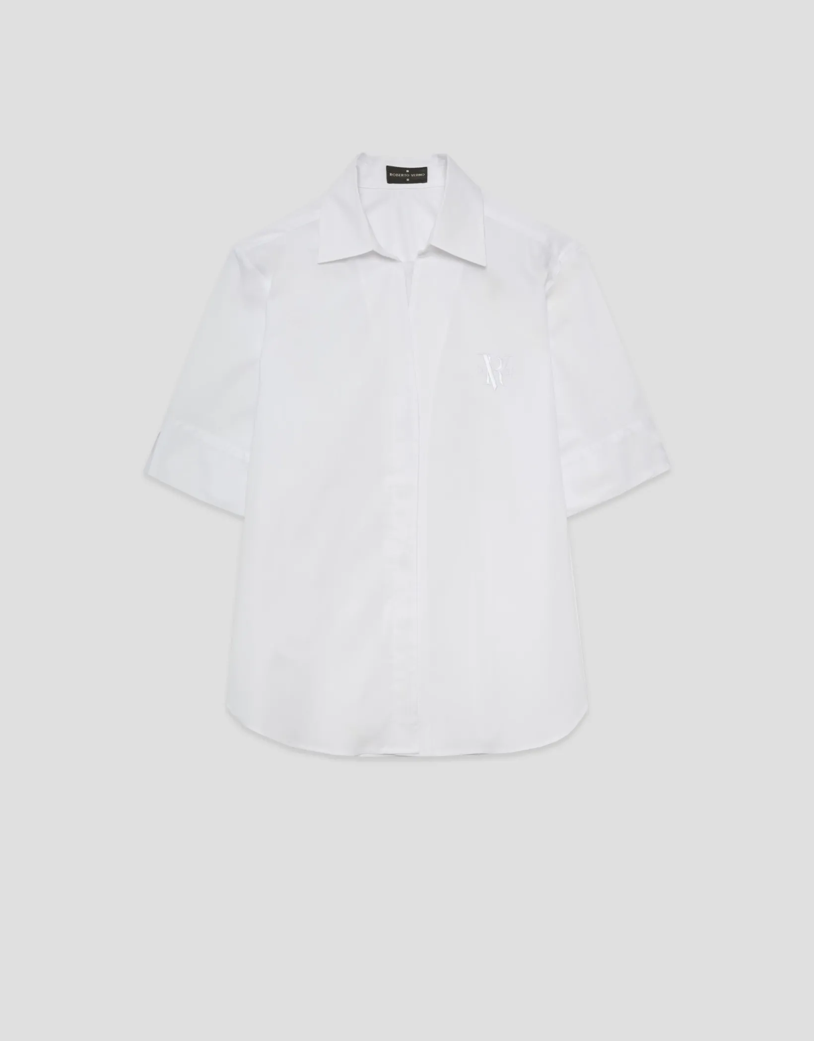Blusa de manga corta popelín de algodón blanco