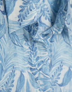 Blusa larga en gasa estampado vegetal azul