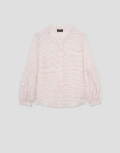 Blusa manga abullonada rayas rosa y blanco