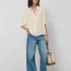 Blusa manga volante tejido fluido beige