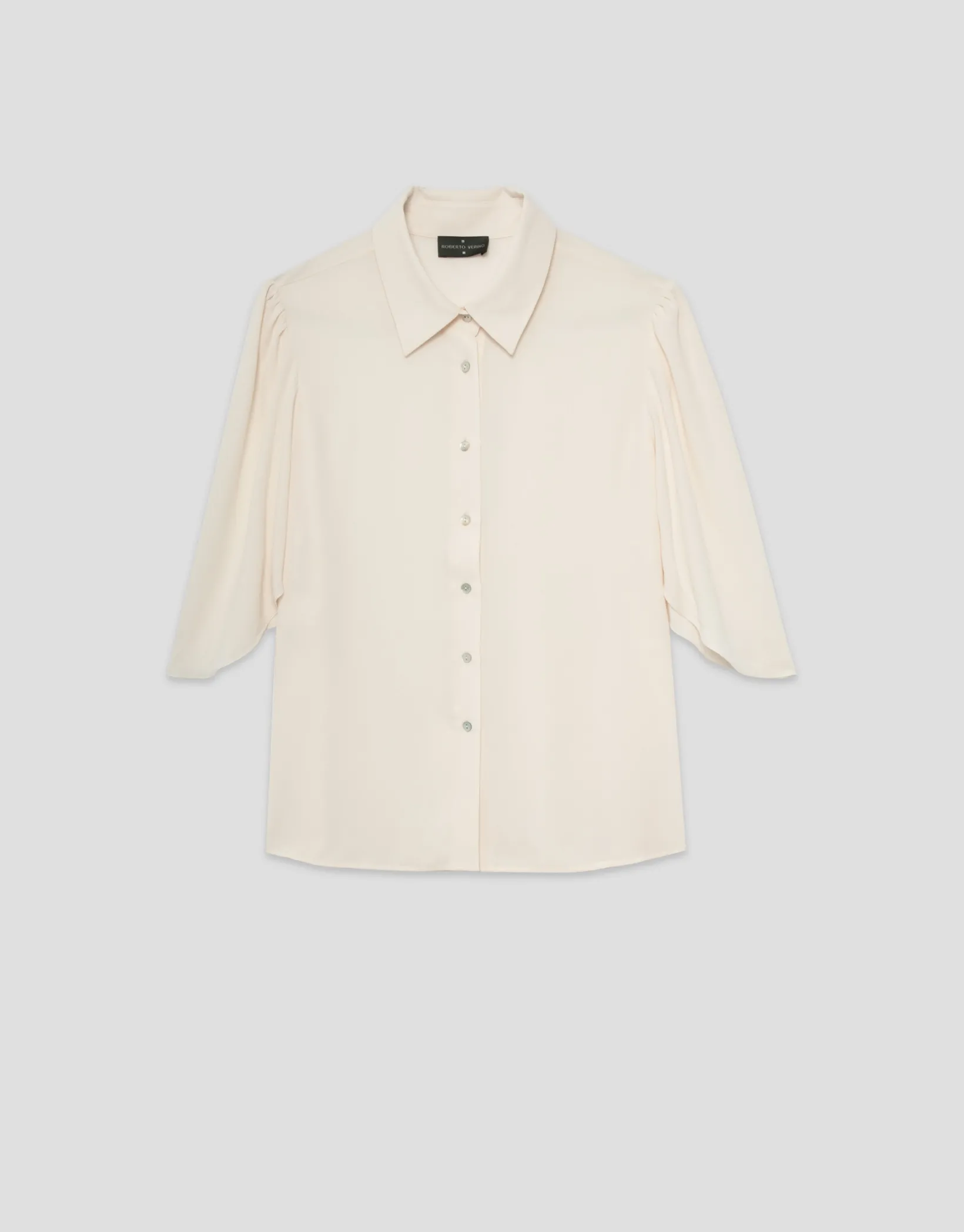 Blusa manga volante tejido fluido beige