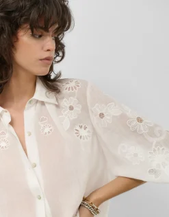 Blusa oversize ramio blanco con bordado