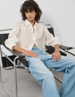 Blusa oversize ramio blanco con bordado