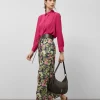 Blusa tabla central tejido fluido color frambuesa