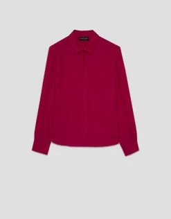 Blusa tabla central tejido fluido color frambuesa