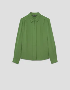 Blusa tabla central tejido fluido color verde