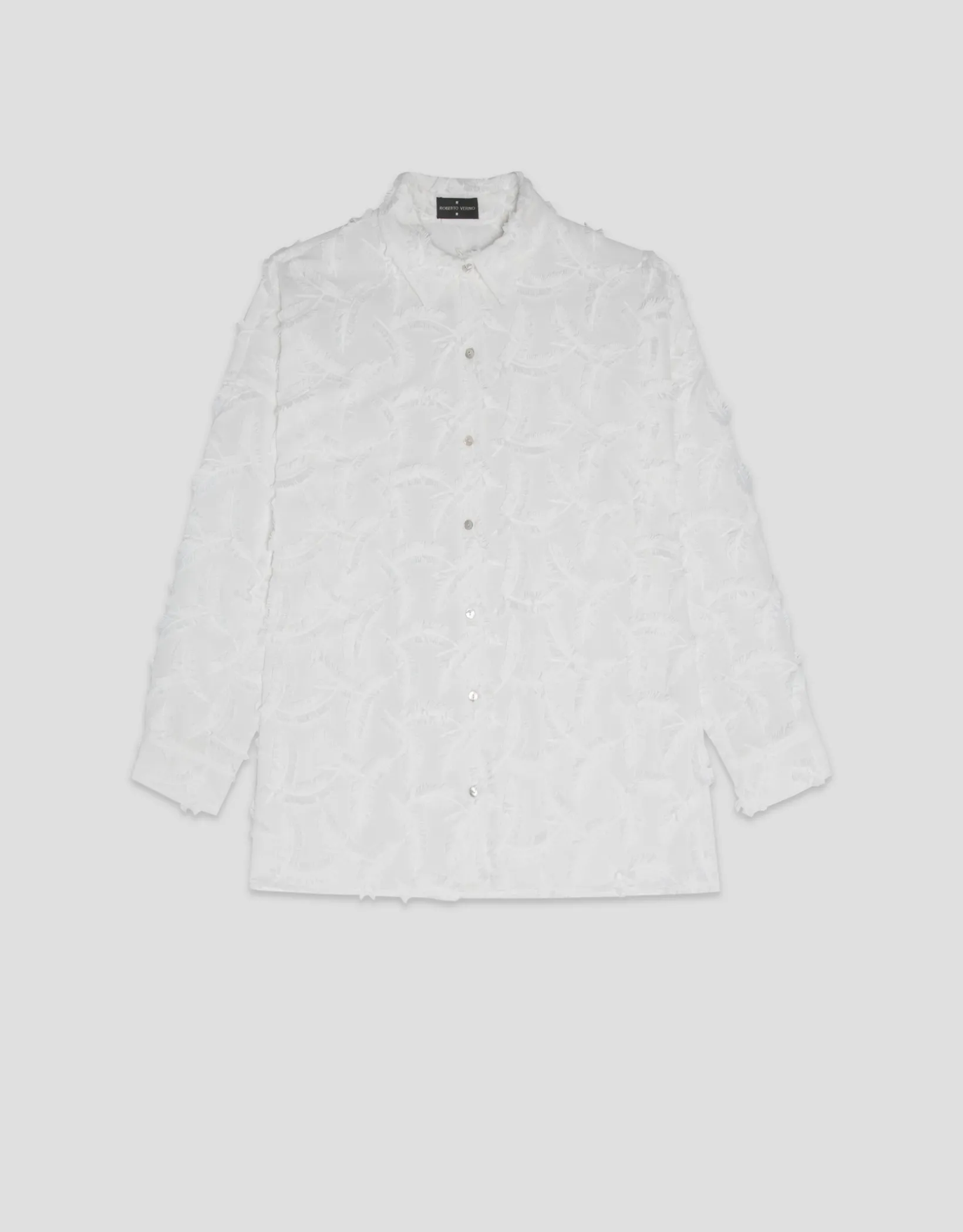 Blusón en voile de algodón blanco con fill coupé plumas