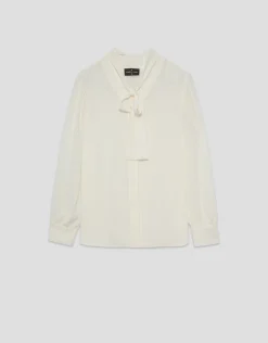 Blusón oversize cuello lazada crudo
