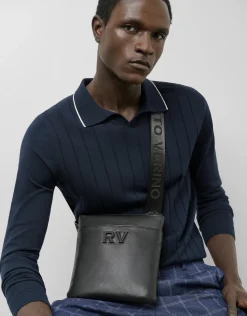 Bolso bandolera plana Mim piel negro