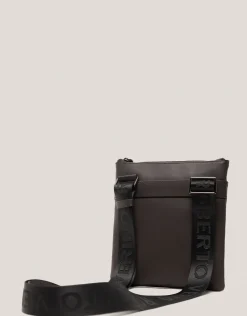 Bolso bandolera plana Mim piel marrón