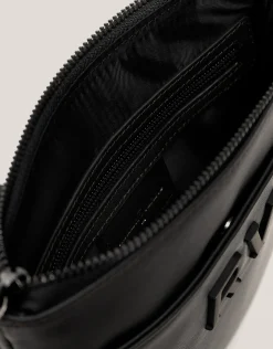 Bolso bandolera plana Mim piel negro