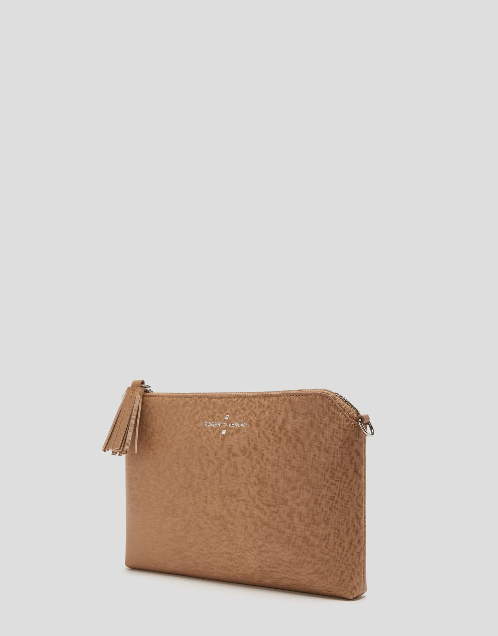 Bolso clutch Lisa piel saffiano cámel