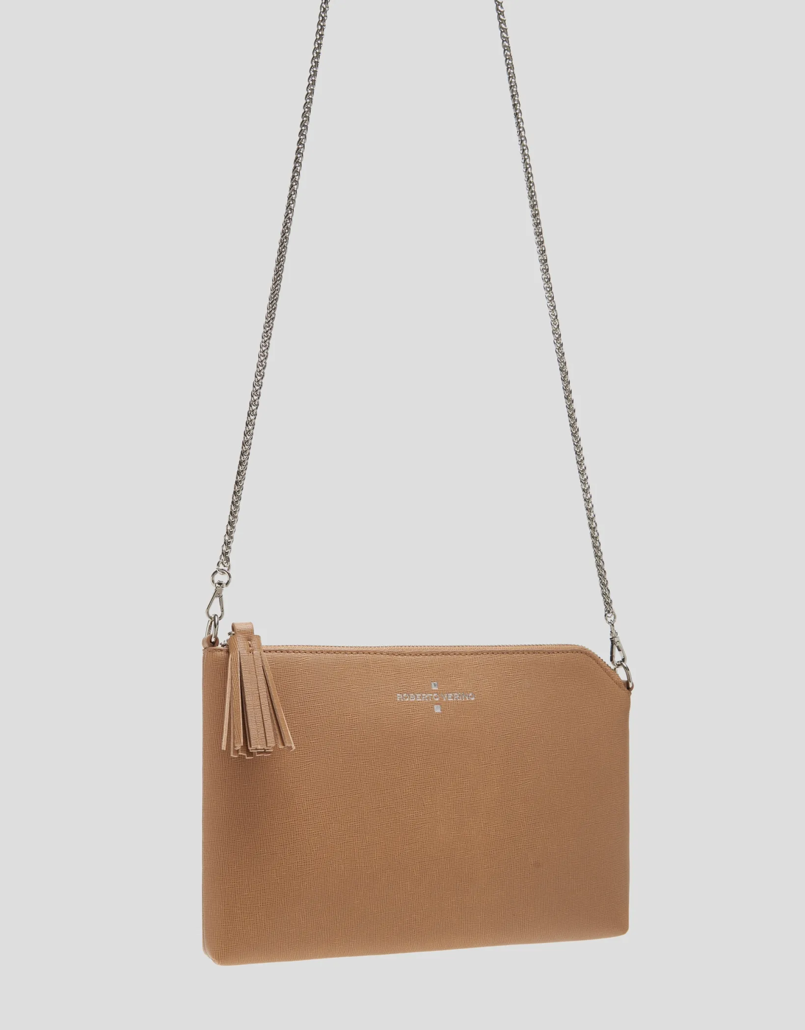 Bolso clutch Lisa piel saffiano cámel