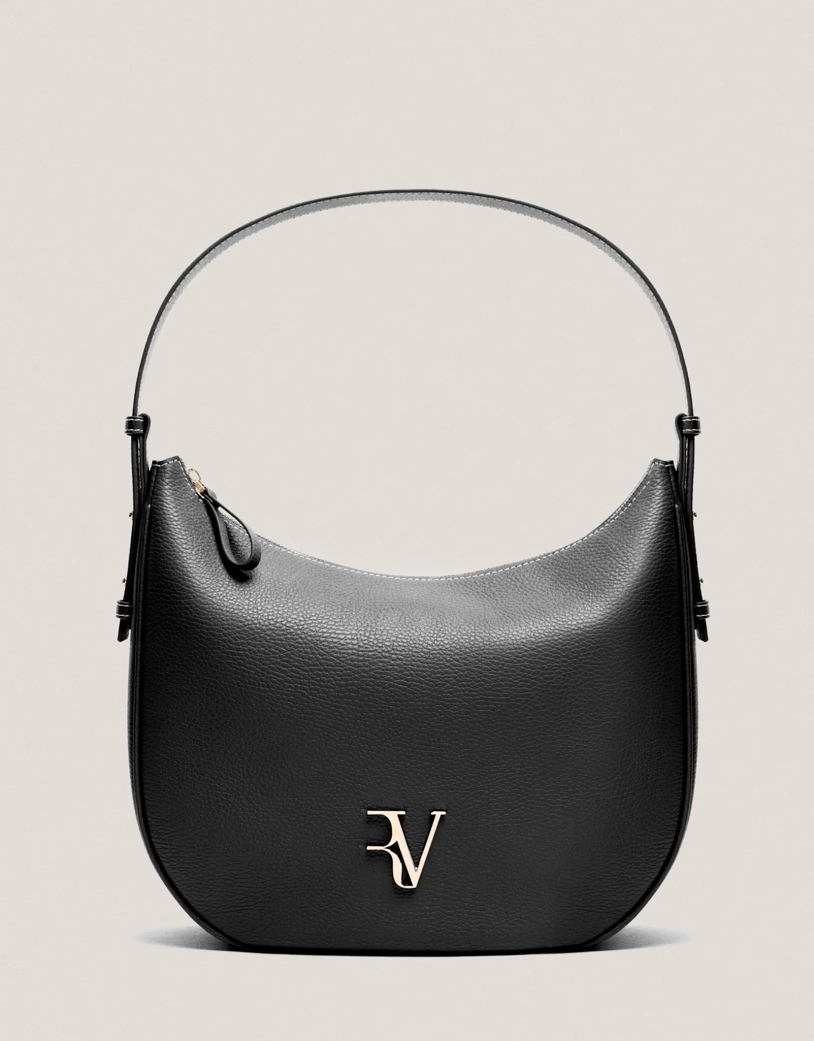Bolso de hombro Cuca Hobo piel granulada negro