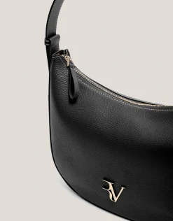 Bolso de hombro Cuca Hobo piel granulada negro