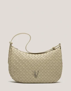 Bolso de hombro Erea Moon Maxi piel trenzada beige