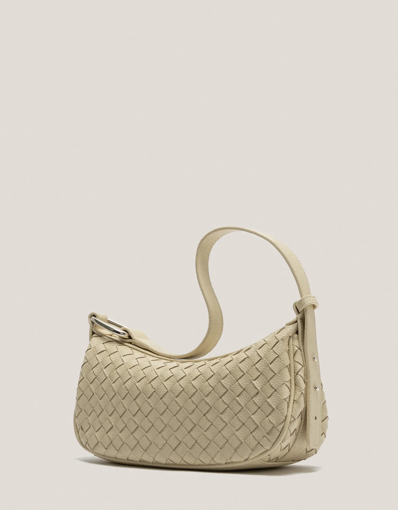 Bolso de hombro Erea Moon piel trenzada beige