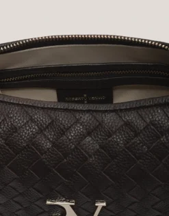 Bolso de hombro Erea Moon piel trenzada marrón