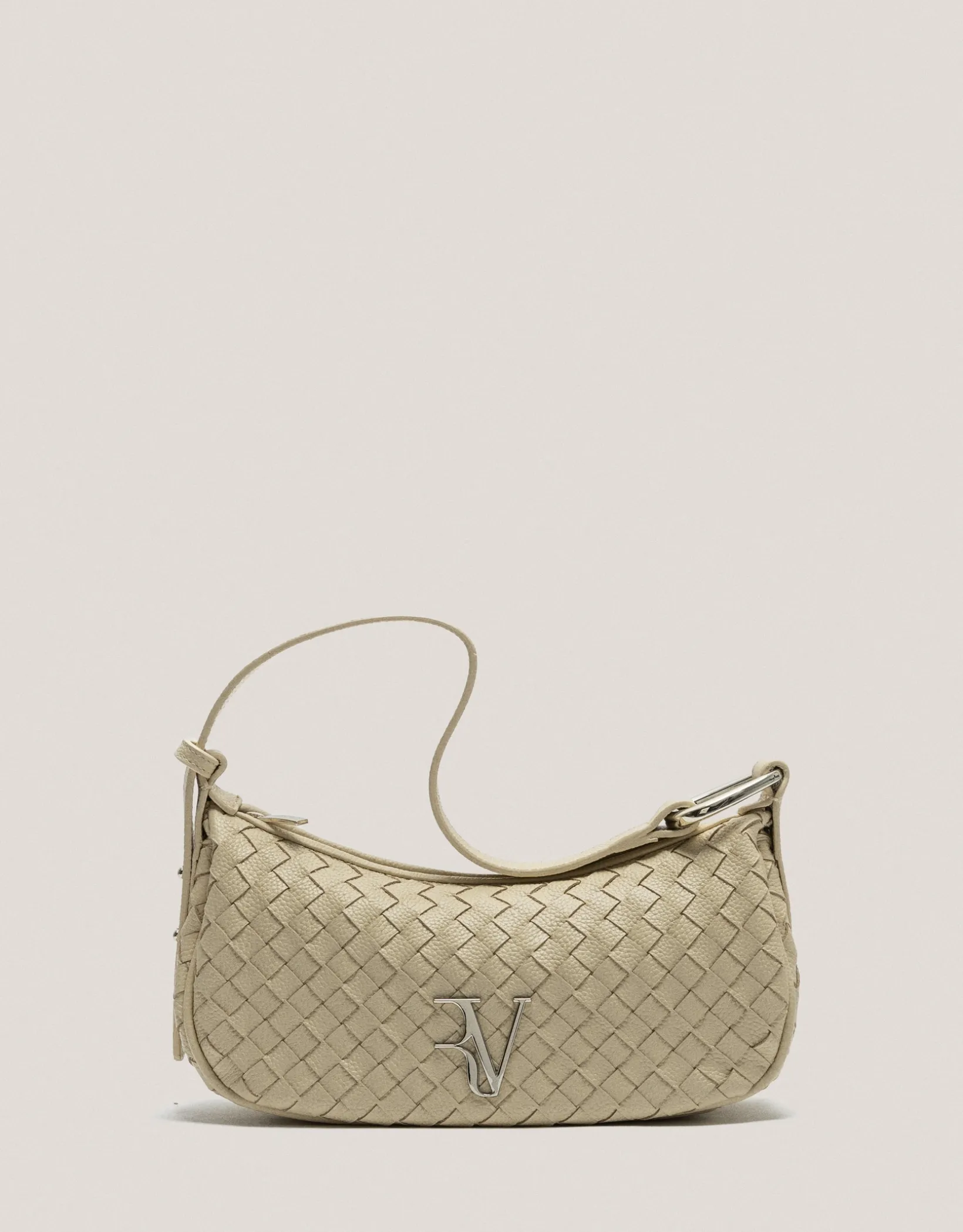 Bolso de hombro Erea Moon piel trenzada beige