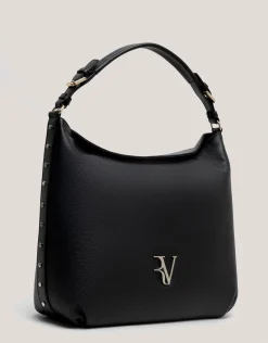 Bolso de hombro Maxi Hobo Mafalda piel negro