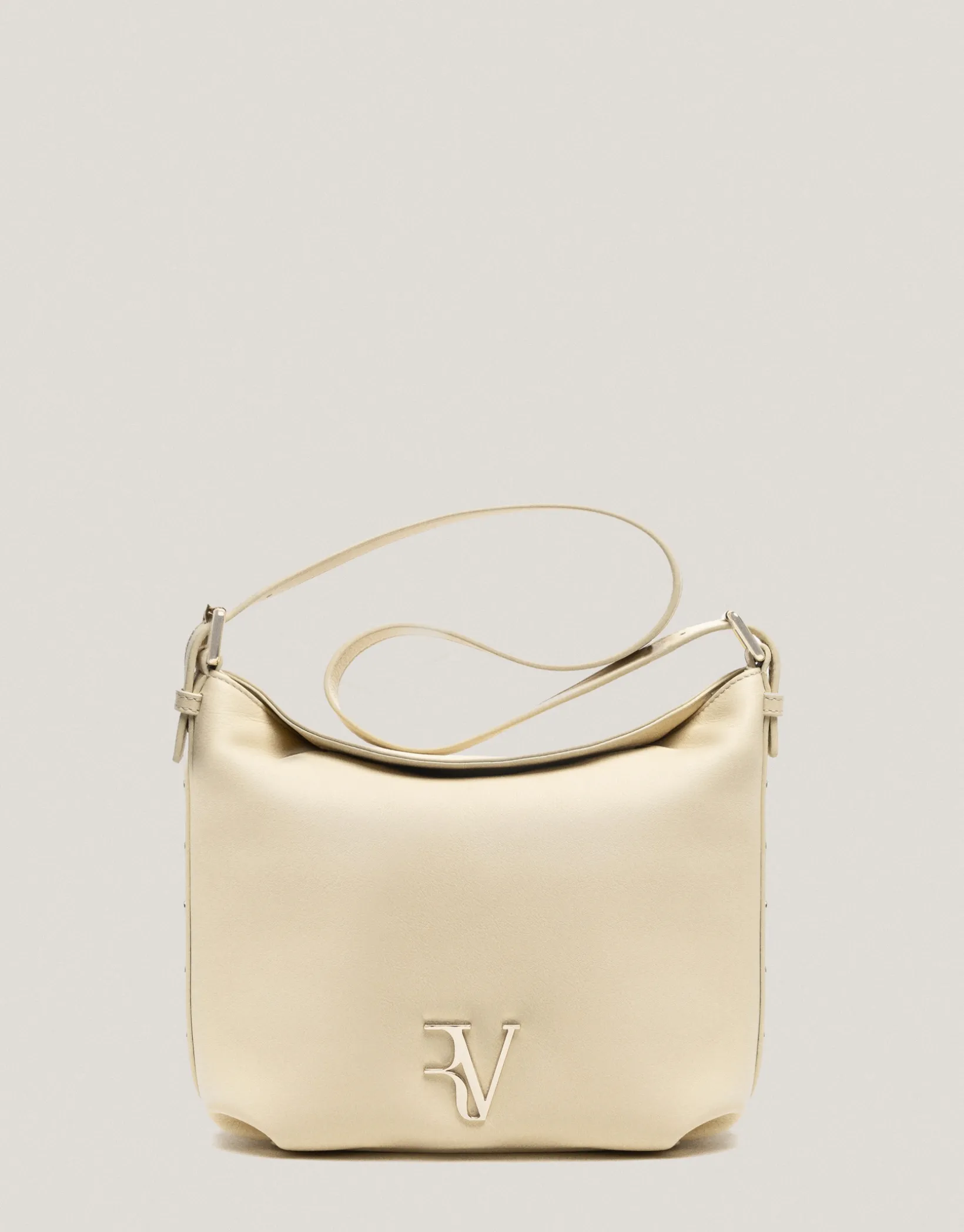 Bolso de hombro Mini Hobo Mafalda piel beige