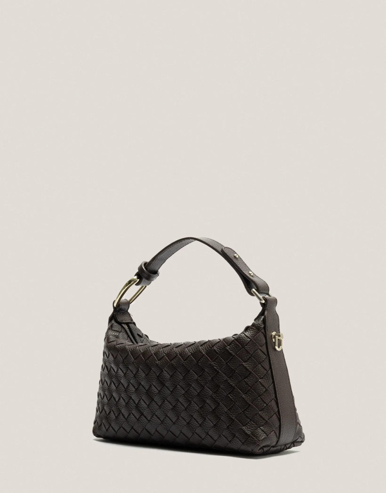 Bolso de mano Erea Pouch piel trenzada marrón