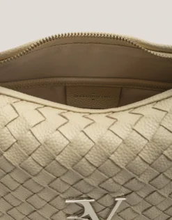 Bolso de mano Erea Pouch piel trenzada beige