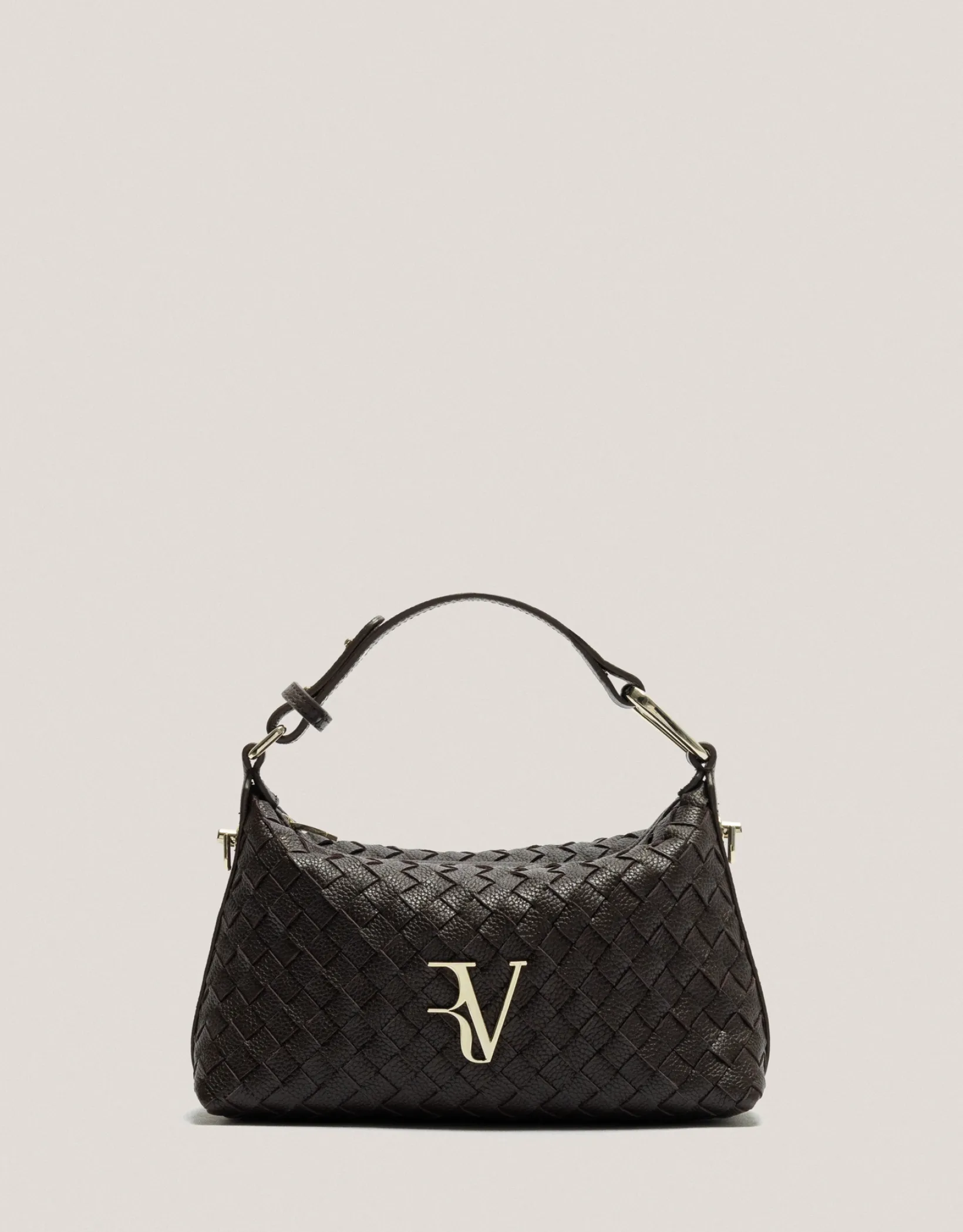 Bolso de mano Erea Pouch piel trenzada marrón