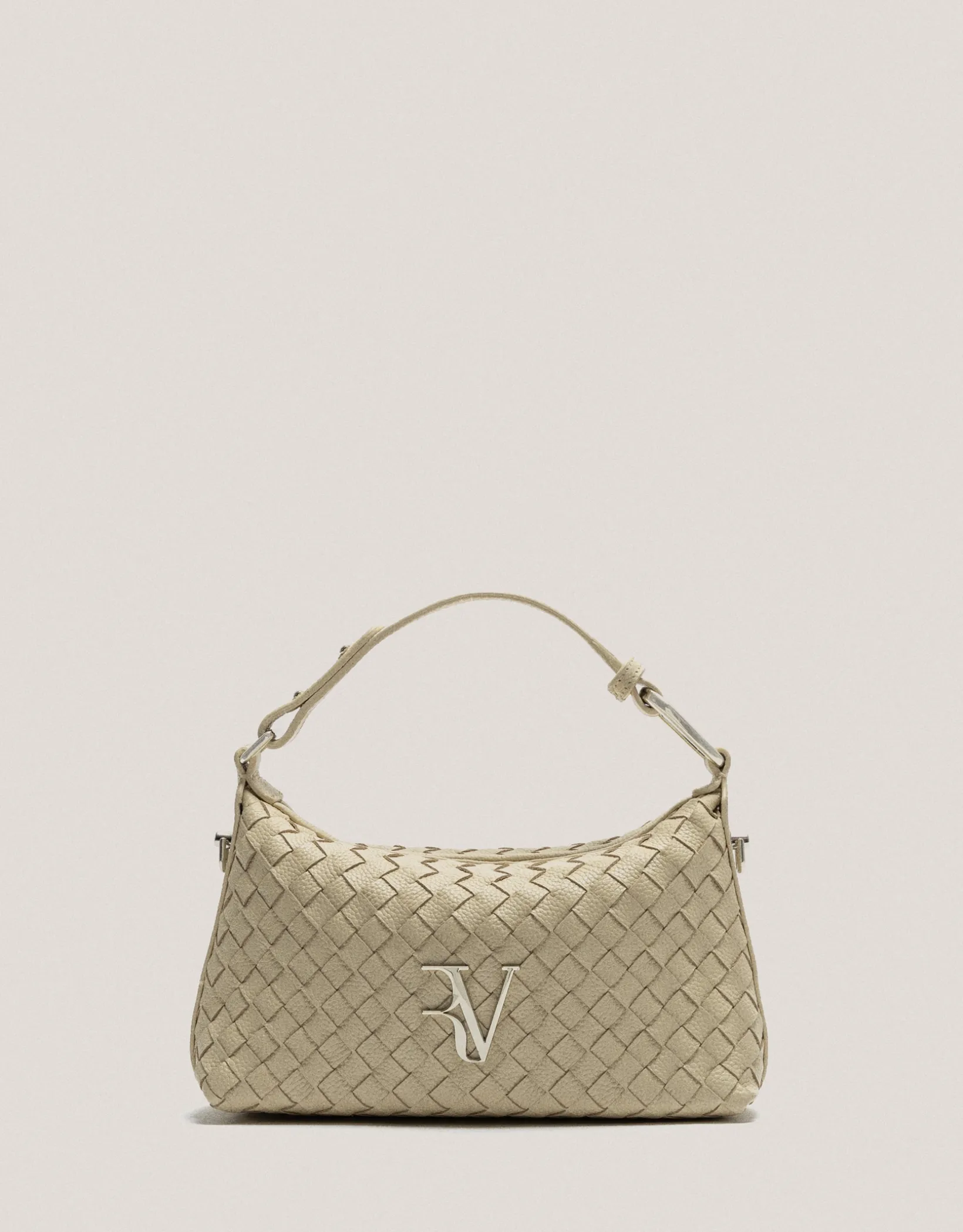 Bolso de mano Erea Pouch piel trenzada beige