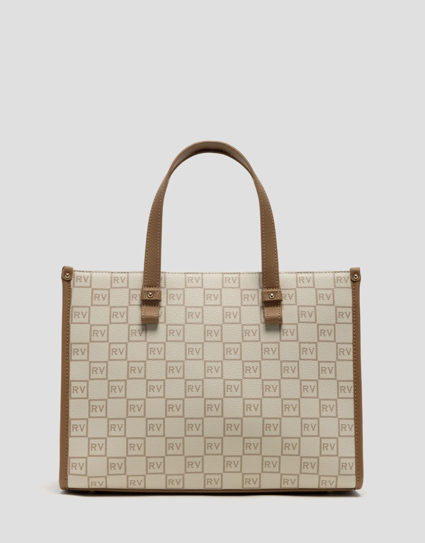 Bolso de mano Gala Satchel Maxi piel logos crema