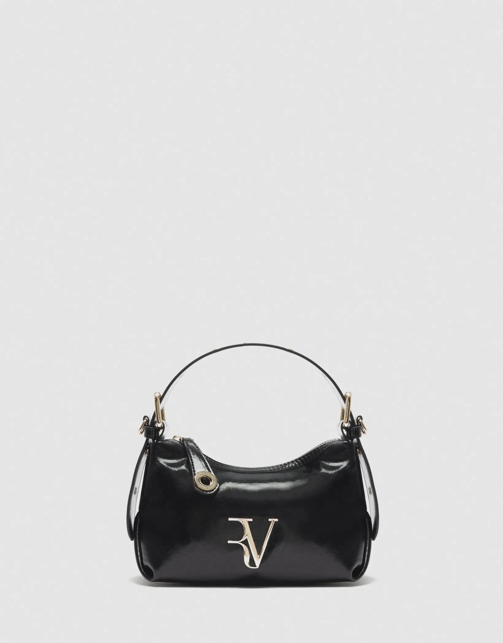 Bolso de mano Margot Metal mini piel craquelada negra