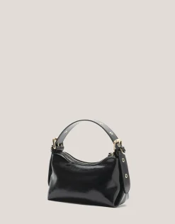 Bolso de mano Margot Metal mini piel craquelada negra