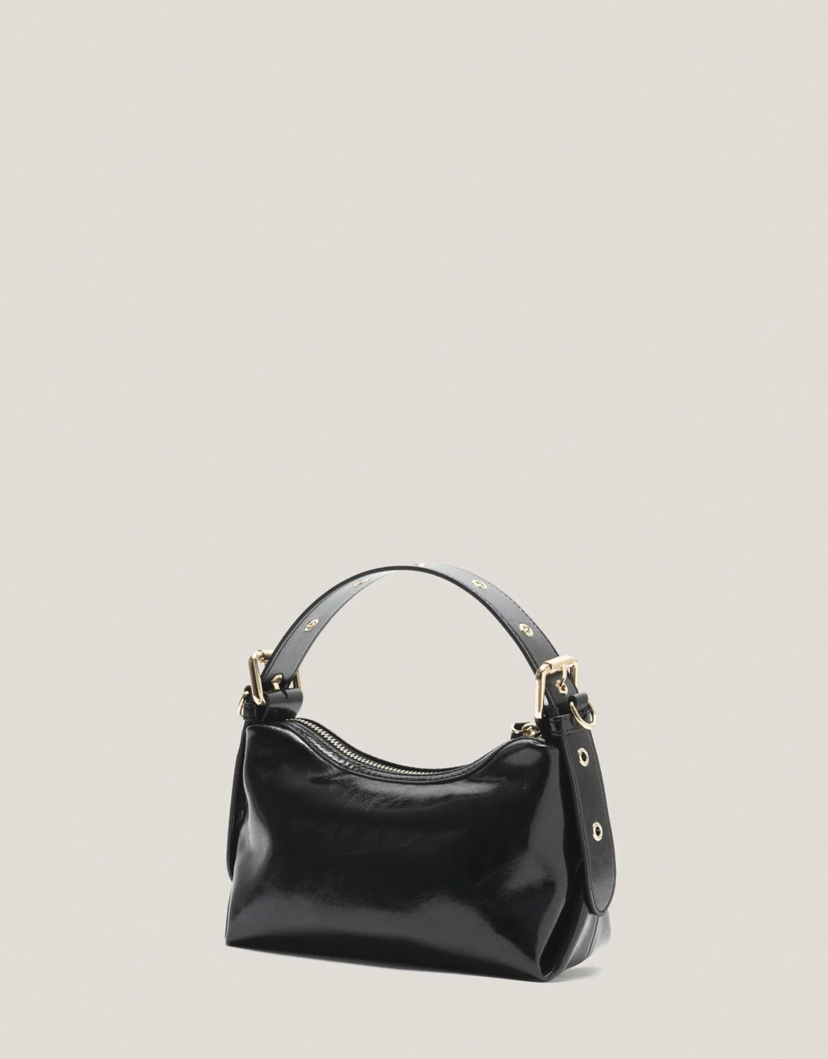 Bolso de mano Margot Metal mini piel craquelada negra