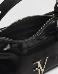 Bolso de mano Margot Metal mini piel craquelada negra