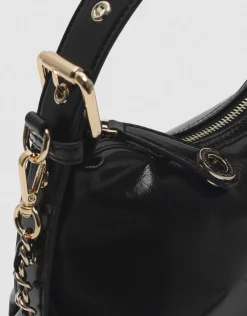 Bolso de mano Margot Metal mini piel craquelada negra
